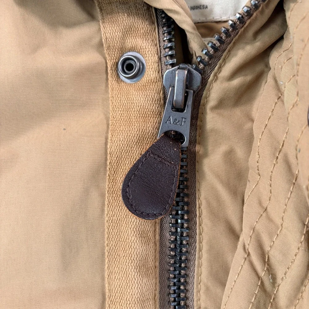 VTG Abercrombie & Fitch Quilt Lined Utility Parka Hooded Jacket Men XL Premium